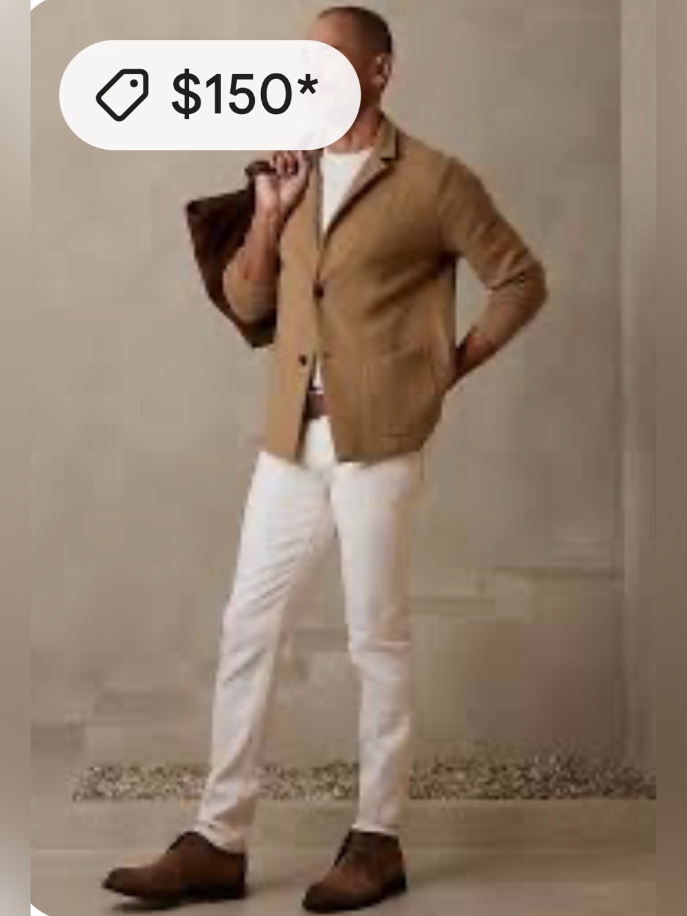 Banana Republic Milanetto Sweater Blazer XL NWT Whiskey Brown Organic Cotton - Picture 2 of 11